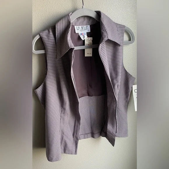 VTG LA Belle Plaid 2 Piece Set, Mauve Purple, Pant size 11, Top Size 13. - Picture 5 of 10